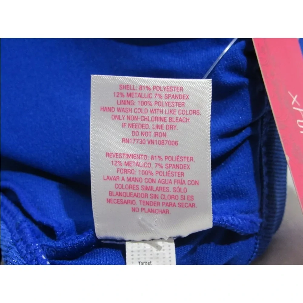 Xhilaration Juniors' Metallic Bralette Bikini Top And Bottom Set Blue Size Small